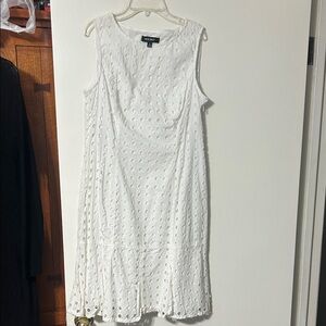 Nine West White Textured Midi Dress